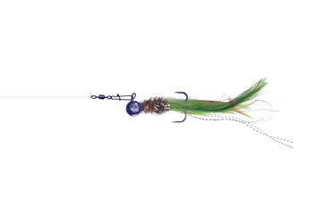 fly-fishing on white background