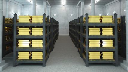 bank vault with gold bars