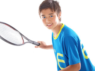 boy playing tennis