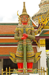 Fototapeta premium Demon gate guardian at Wat Pra Kaew in bangkok Thailand,Public a