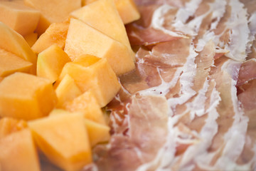 Honigmelone und Rohschinken