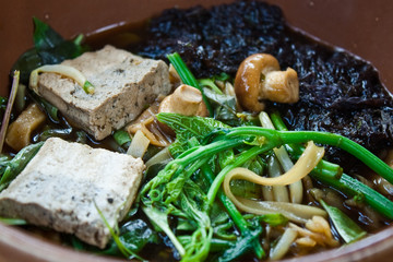 herbal noodle,vegetarian thai noodle soup