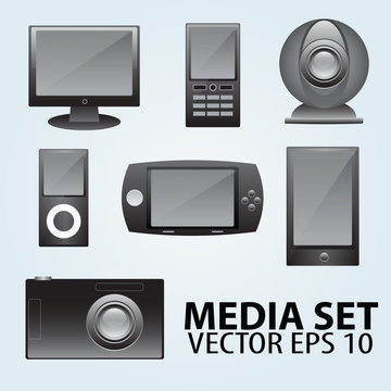 Vector computer and media icons