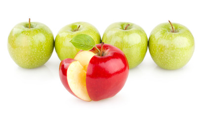 red apple between green ones