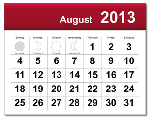 August 2013 calendar