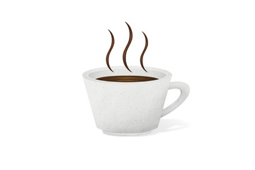 Red cup of coffee isolated on white background