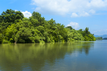 Obraz premium The river with a quiet current , Budapest, Hungary