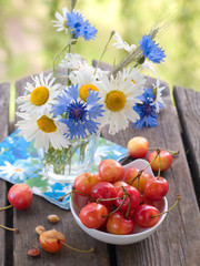 Obraz na płótnie Canvas wild flowers with cherry