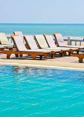 Resort beach chair at swimming pool
