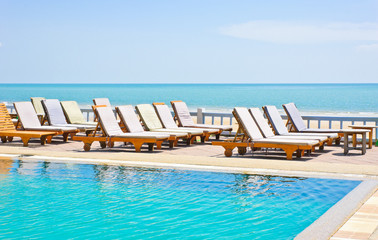 Resort beach chair at swimming pool