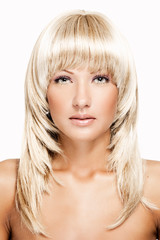 sensual young beautiful woman with blonde long hair