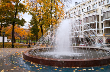 Fountain in Petrovsky park in Voronezh in Russia