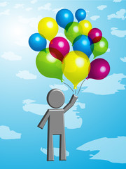 Luftballons mit Strichmännchen Vektor