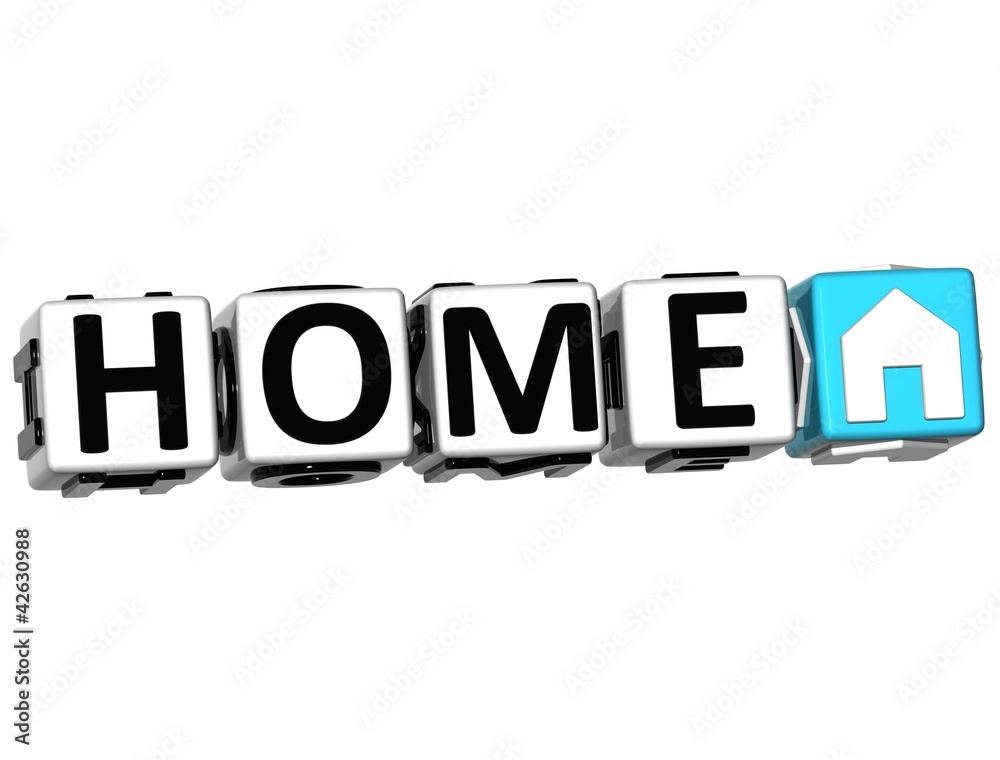 Poster 3d home button click here block text