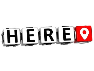 3D Here Button Click Here Block Text