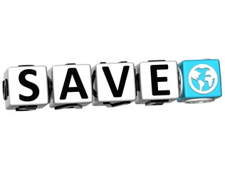 3D Save Button Click Here Block Text