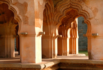 Detail des Lotus Mahal, Hampi, Südindien