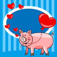 Cartoon pig love card
