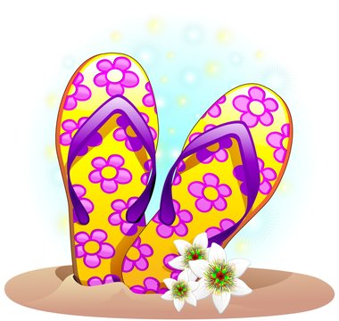 Ciabatte Infradito decorate-Flip flops For the Beach-Vector