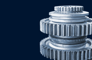 Closeup gears on black