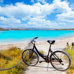 Fototapeta premium Bicycle in formentera beach on Balearic islands