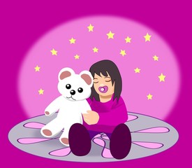 Little Girl with Teddy Bear