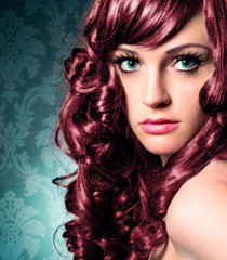 portrait of beautiful lady with red curly hair / haircolors-12