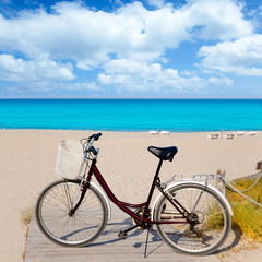 Fototapeta premium Bicycle in formentera beach on Balearic islands
