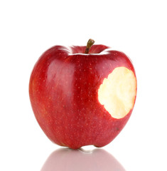 Red bitten apple isolated on white