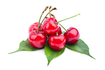 Sweet cherry fruit isolated on white background