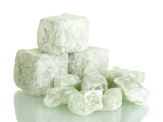 tasty pieces of turkish delight isolated on white