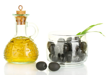 Olive oil small decanter isolated on white