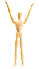 wooden mannequin isolated on white