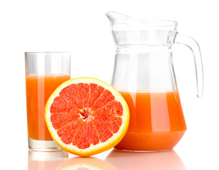 Grapefruit juice and grapefruit isolated on white