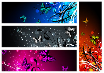 Butterfly floral banner collection