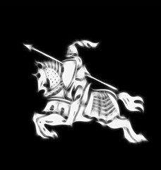 Abstract image of a stylised knight in armour