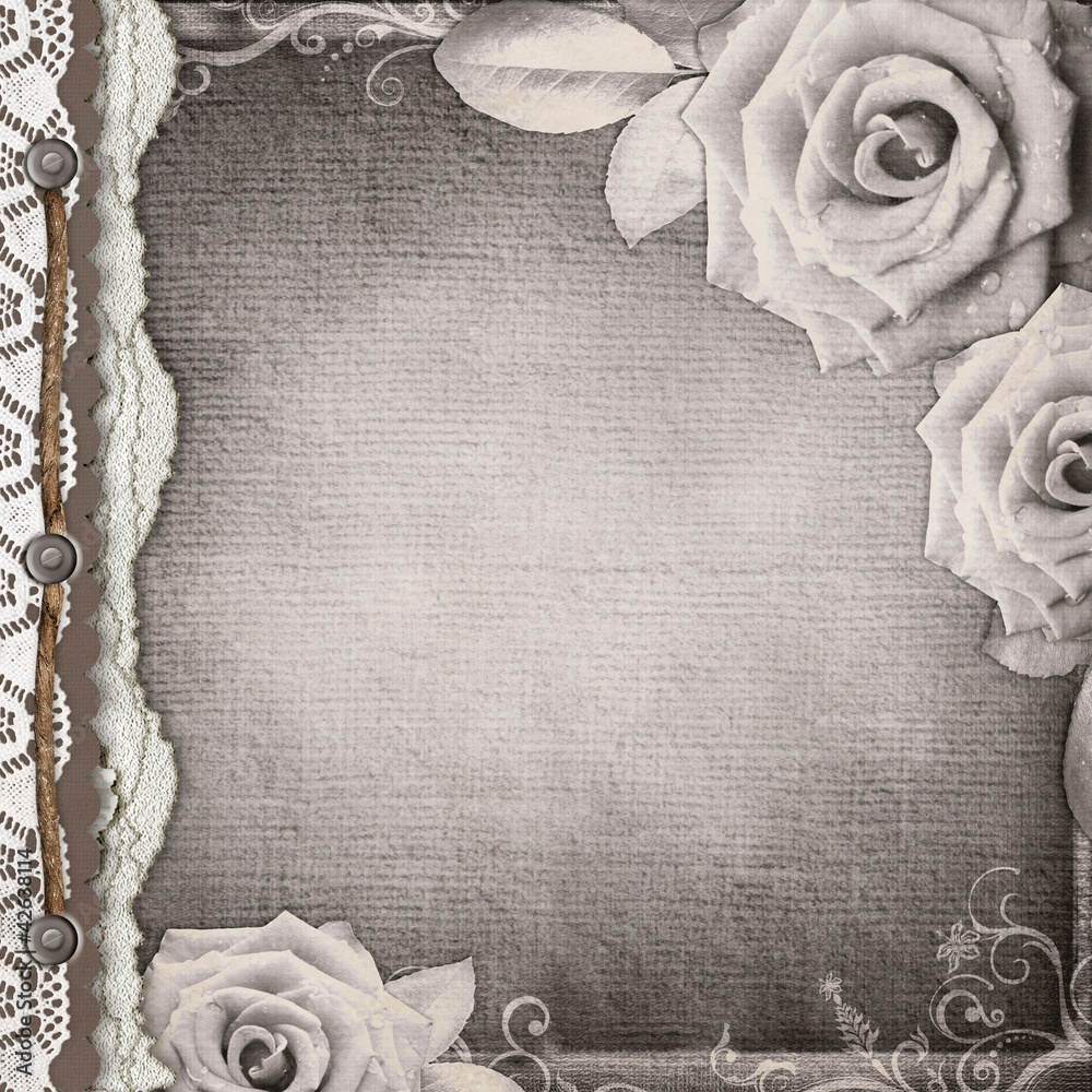 Canvas Prints brown cover for an album with roses and lace