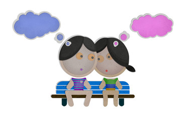 Abstract colorful paper love story