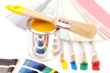 paint brushes and color guide