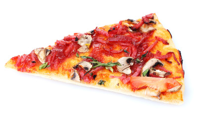 tasty slice of pizza isolated on white