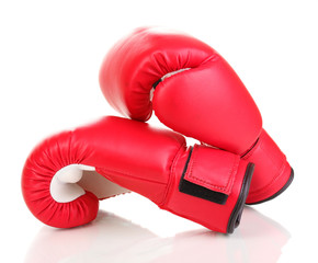 Red boxing gloves isolated on white