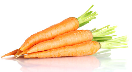 fresh carrots isolated on white