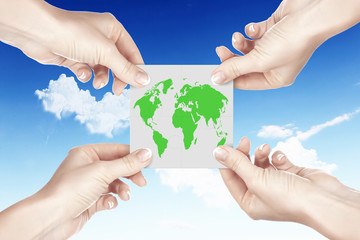 Puzzle pieces and human hand