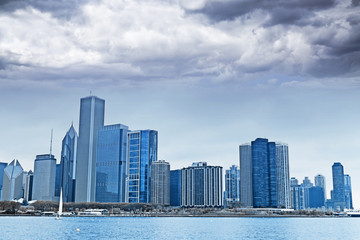 Fototapeta premium Dark Clouds on Finance District