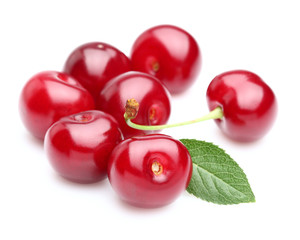 Sweet cherry with leaf