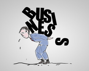 Drawing of businessman with letters