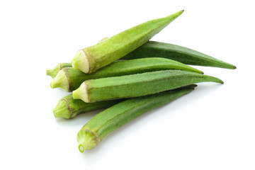 Okra isolated on white background.
