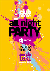 All Night Party design template - obrazy, fototapety, plakaty