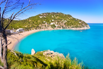 Fototapeta premium Aerial view of Caleta de Sant Vicent in Ibiza island