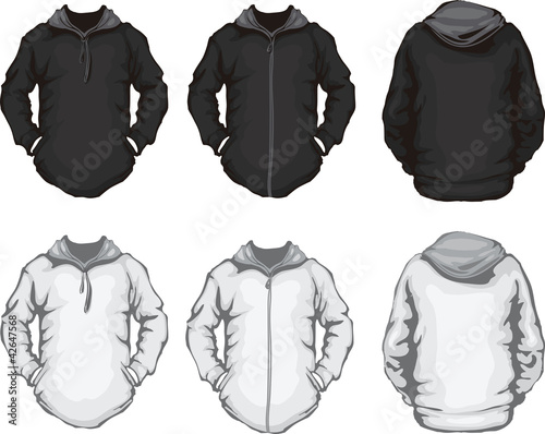 "black white men's hoodie sweatshirt template" Stock image and royalty